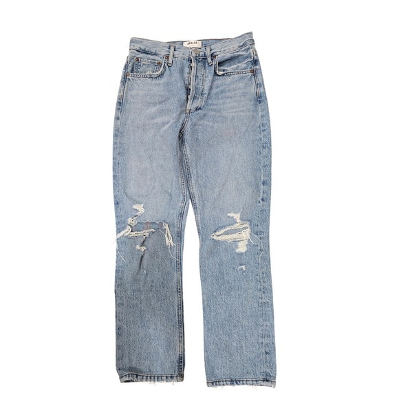 Agolde Denim - AGOLDE Riley Crop Light Wash‎ Distressed Straight Leg Jeans Women's Size 24
